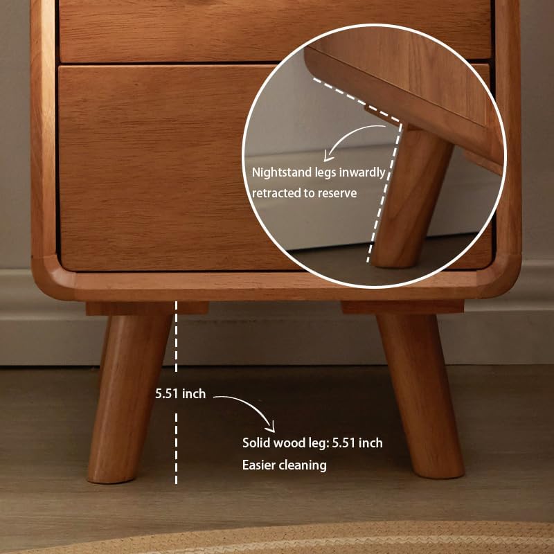 Solid Wood 2-Drawer Nightstand