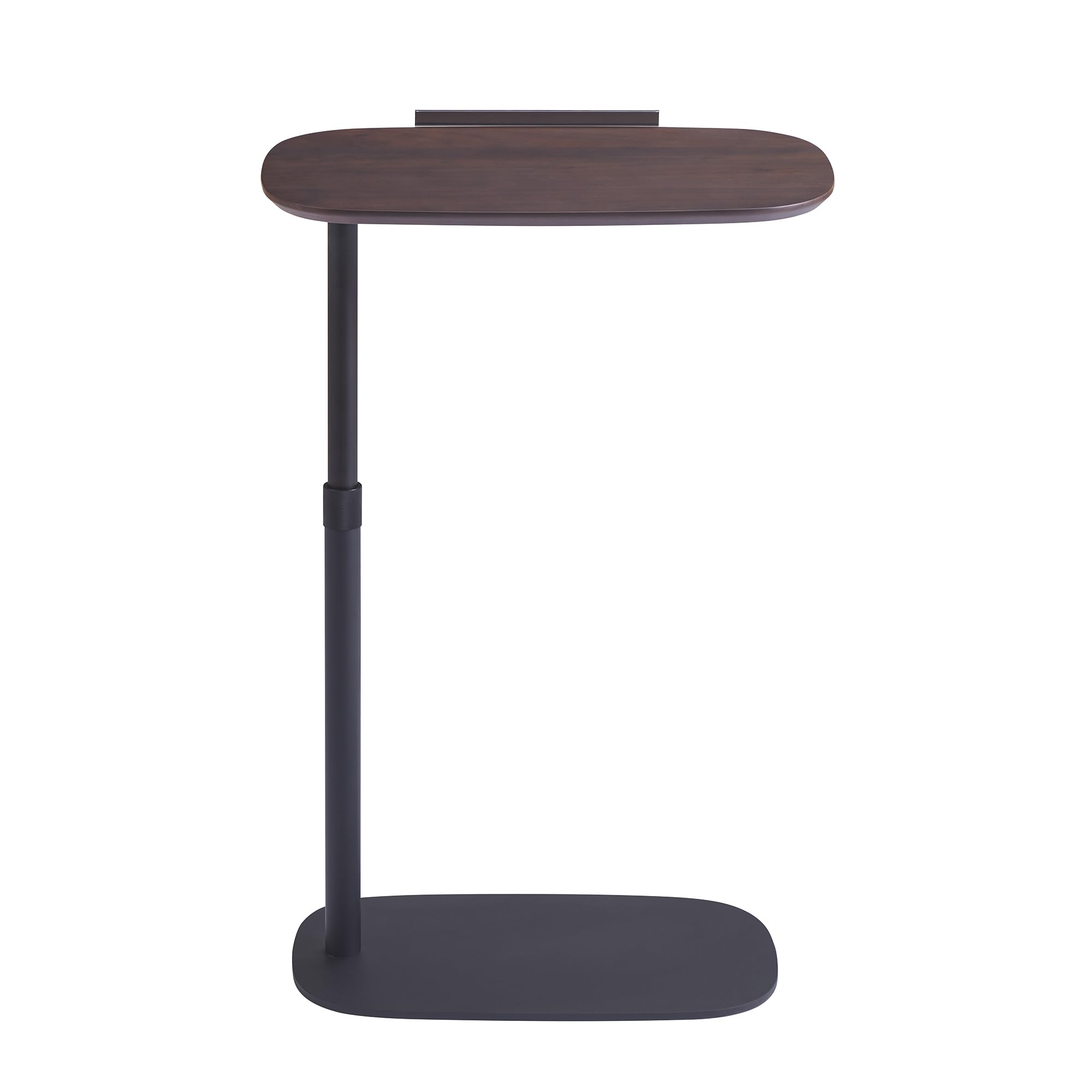 C-Shaped Adjustable Side Table with Rotatable Walnut Top