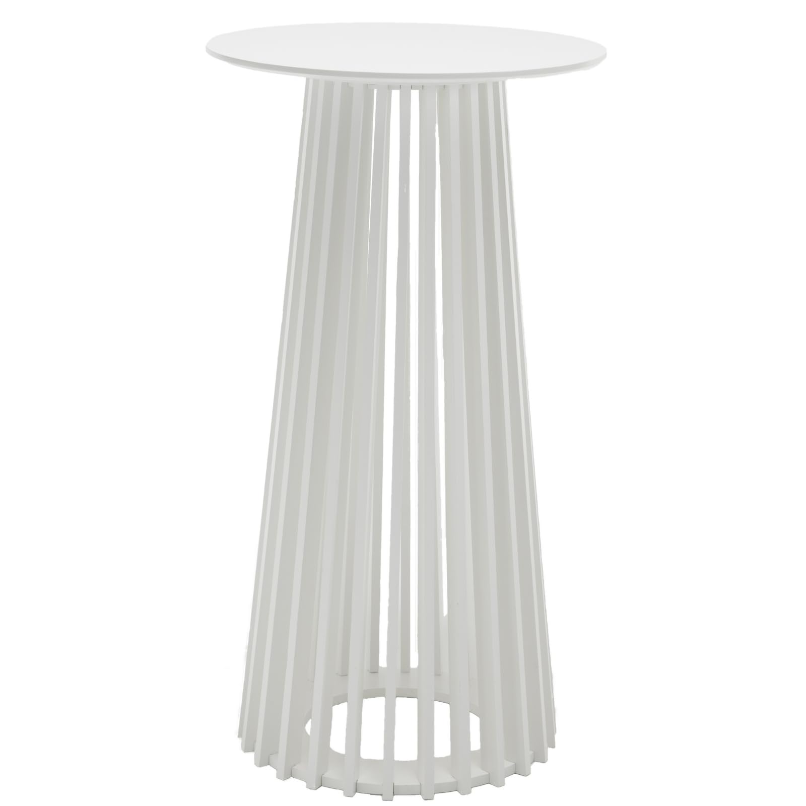 DUOMAY White Round Bar Table, 43.5" High Wood Bar Table with Stylish Geometric Base, Modern Style Cocktail Tables for Parties, Kitchen, Dining Room, Coffee Shop