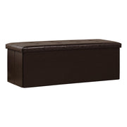 Folding Storage Ottoman Bench with Faux Leather Upholstery