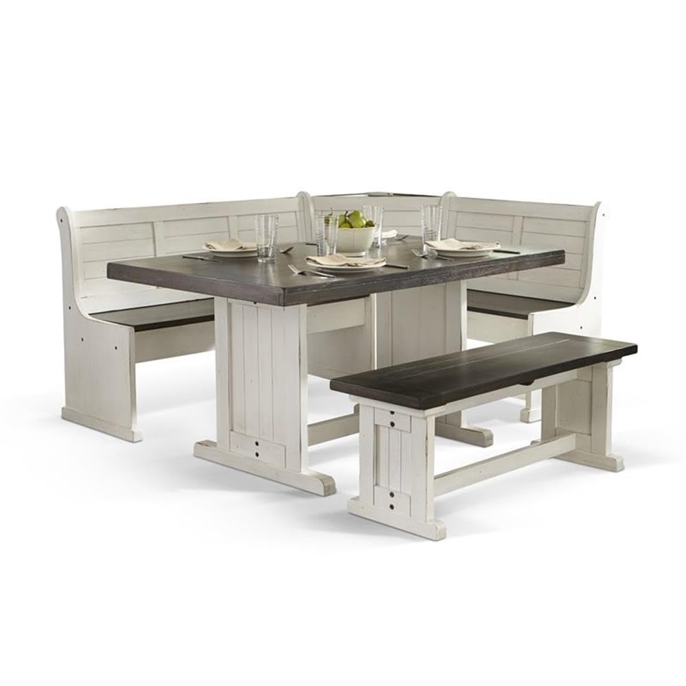Wood Breakfast Nook Dining Set with Storage Benches