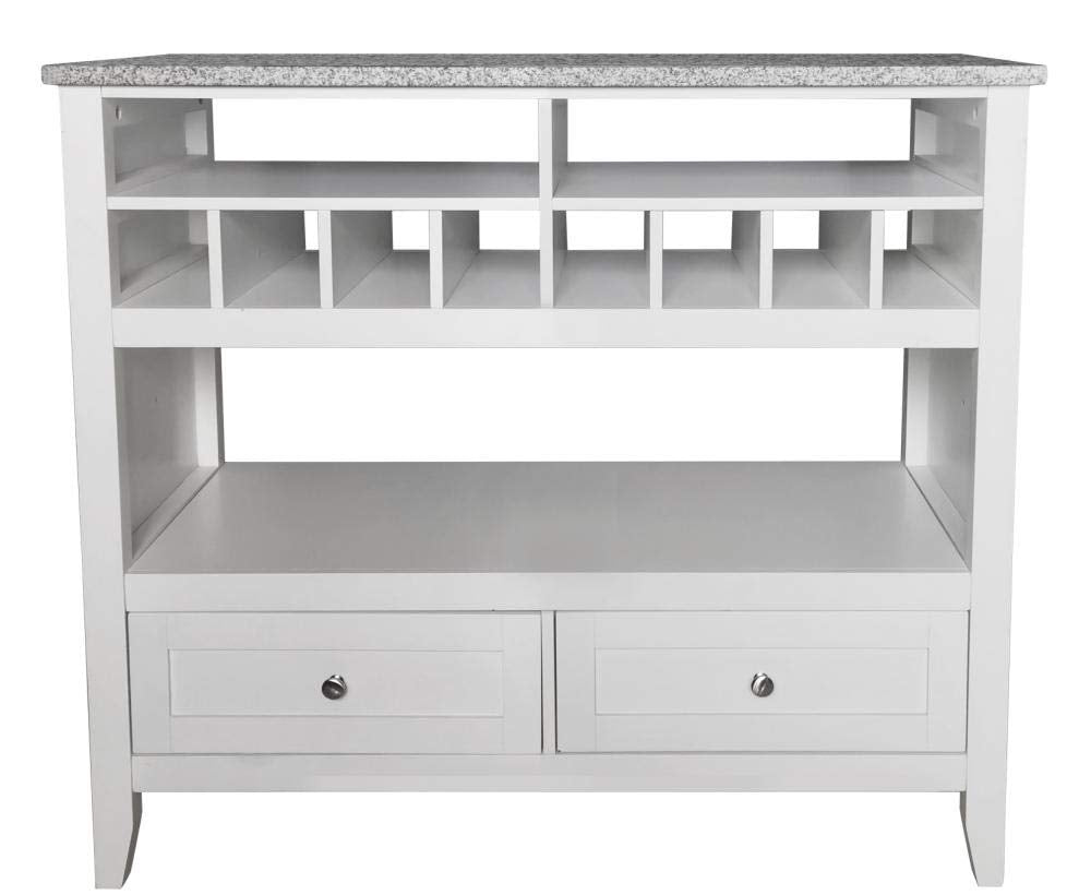 Kings Brand Furniture White With Marble Finish Buffet Display Console Table With Wine Storage