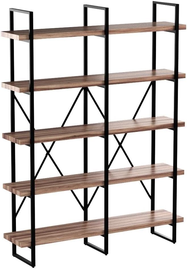 5-Tier Double Wide Industrial Bookshelf