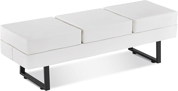 3-Seat Faux Leather Reception Bench