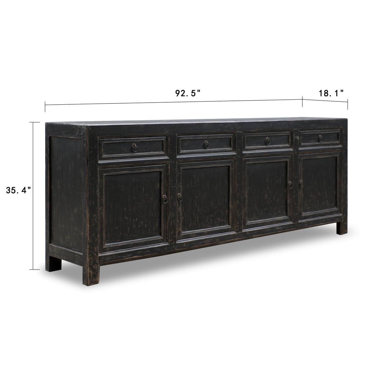 Artissance Four Drawers Distressed Black 93x18x35H Sideboard