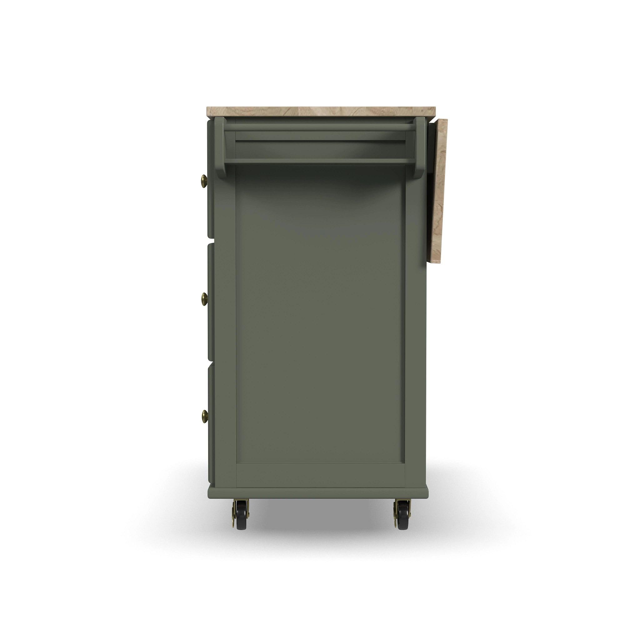 Mobile Kitchen Island Cart with Dropleaf Breakfast Bar