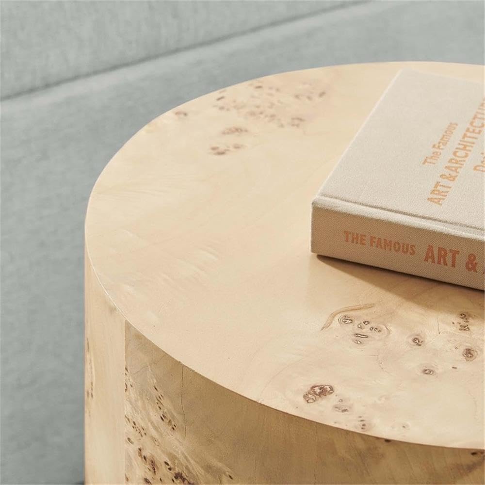 16" Round Burl Wood Side Table