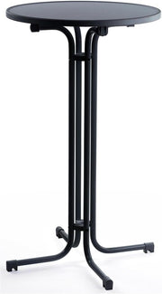 Round Folding Cocktail Pub Table, MDF Top, Black