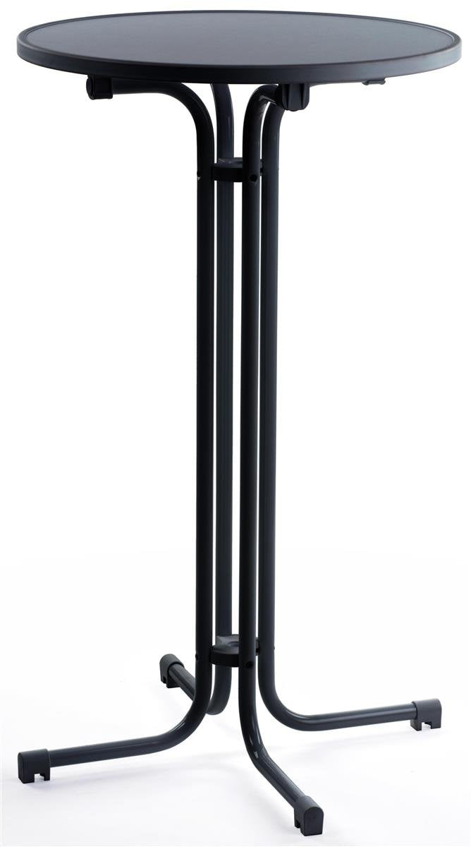 Round Folding Cocktail Pub Table, MDF Top, Black