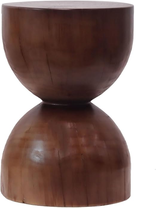 Natural Wood Drum Side Table