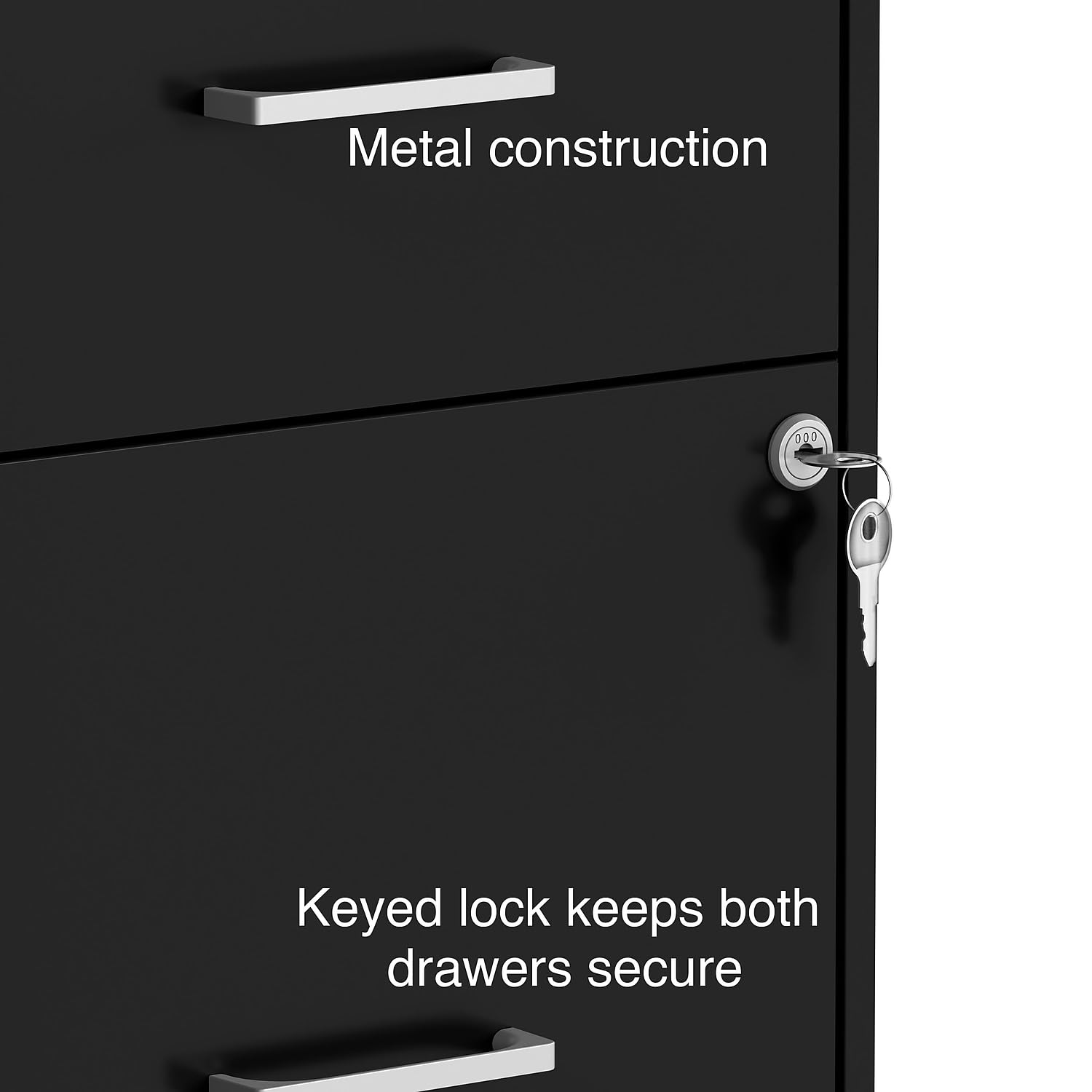 2-Drawer Vertical File Cabinet, Letter Size, Lockable