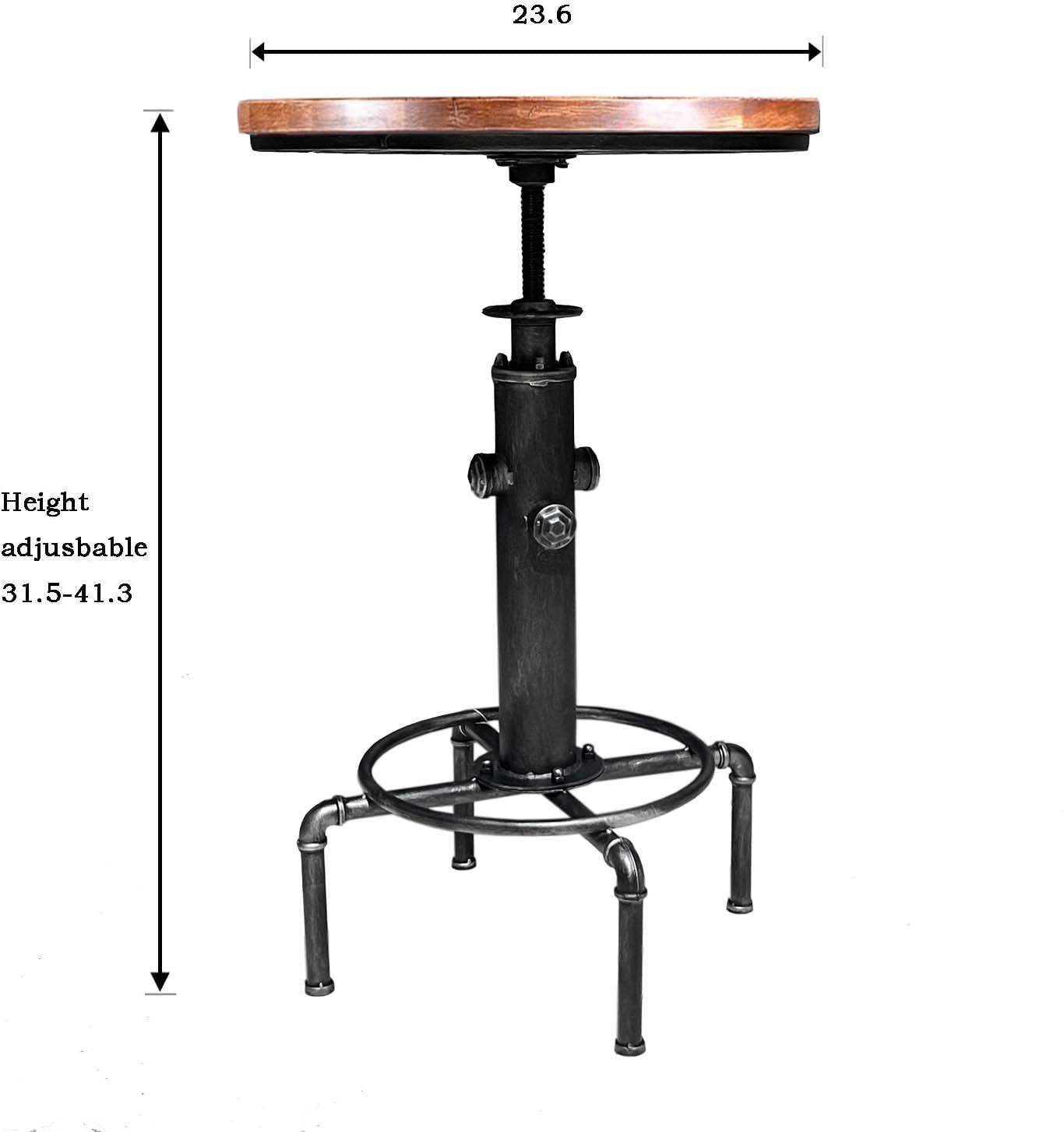 Industrial Round Bar Table & 2 Stools Set