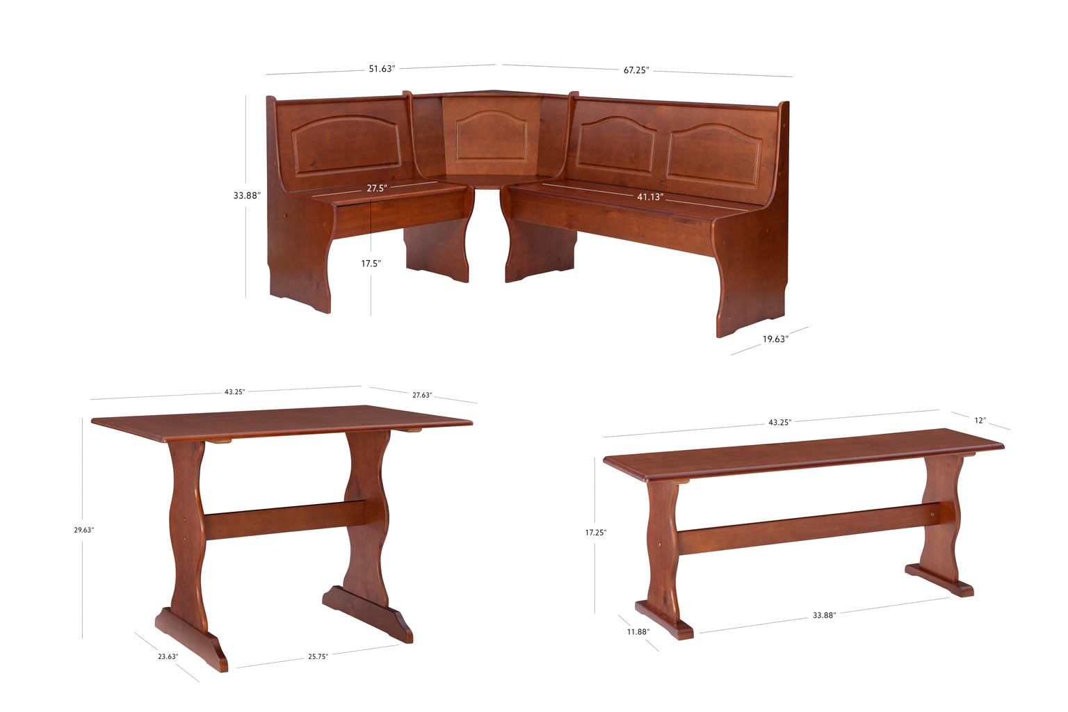 Linon Chelsea Walnut Kitchen Nook