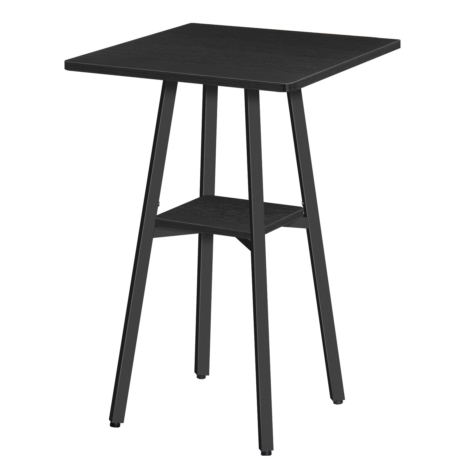 HOOBRO Bar Table, 2-Tier High Top Pub Table, Counter Height Table with Storage, Small Kitchen Dining Table, 36.6" High Bar Table for Living Room Party, Easy to Assemble, Black BB51BT01