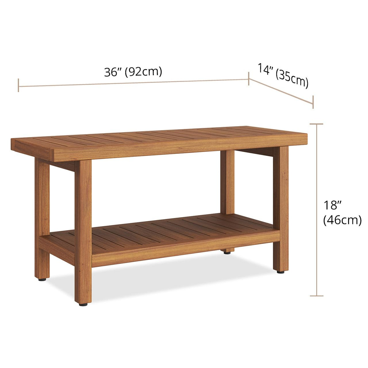 Teak Shower Bench with Shelf