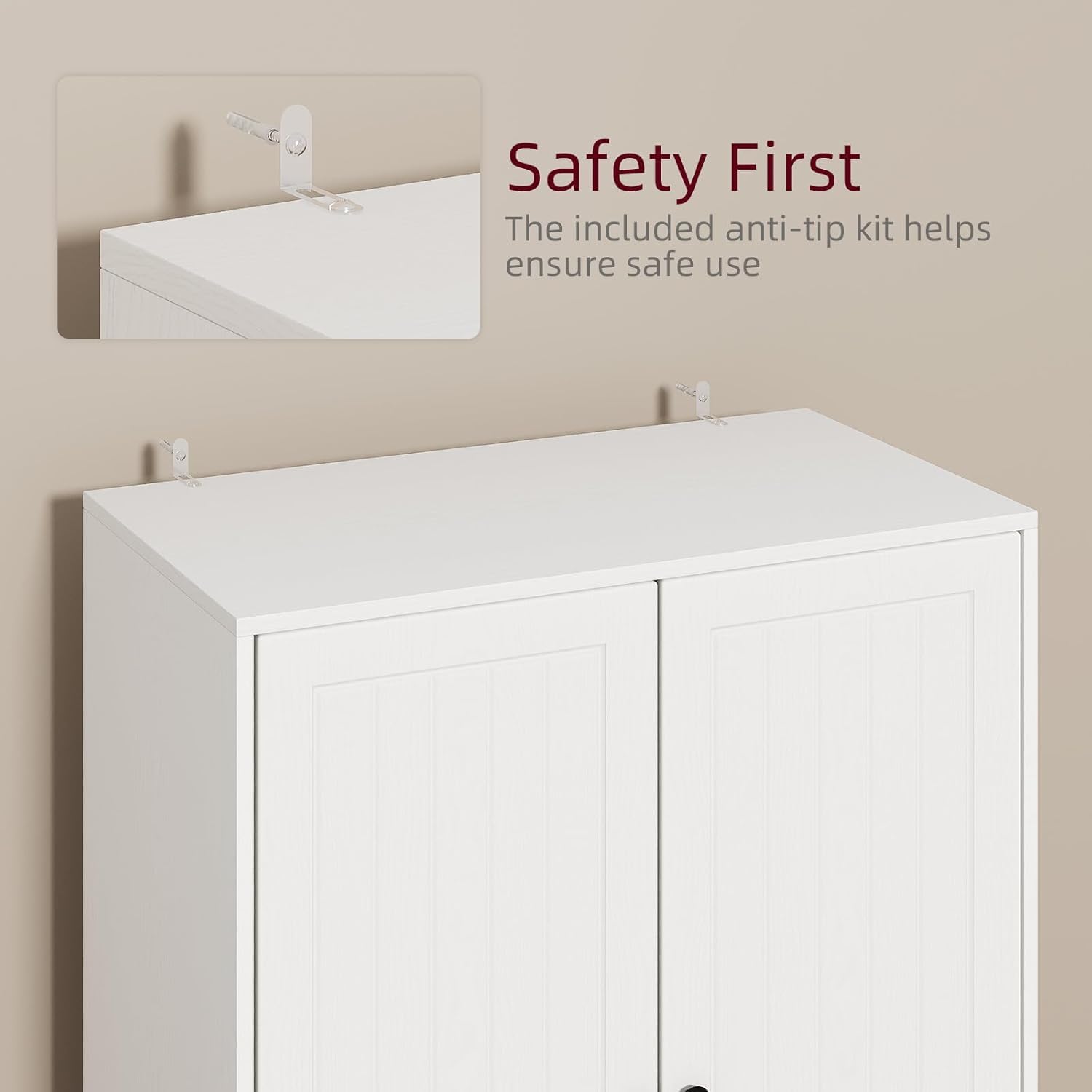 4 EVER WINNER 72" Tall Kitchen Pantry Cabinet, Food Pantry Cabinet with Storage Cabinets and Door Shelves, Farmhouse Cabinet with Adjustable Shelves and Drawers for Kitchen, Dining, Living Room, White