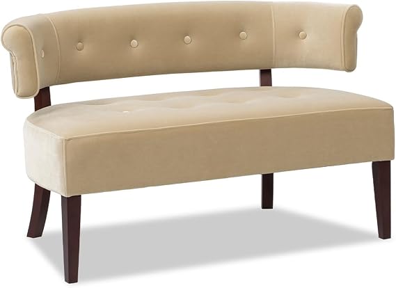 Beige Tufted Bench Settee
