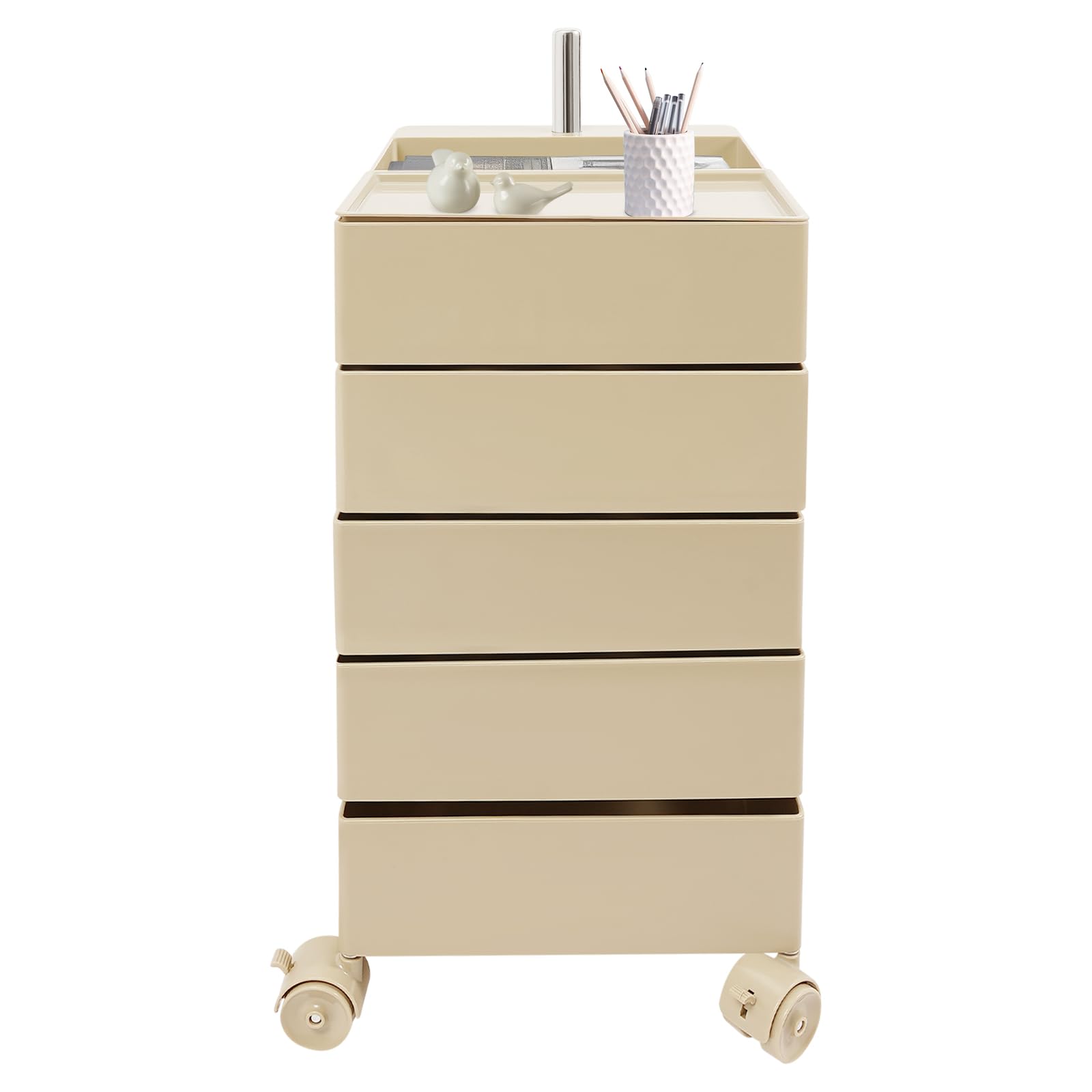 5-Tier Rolling Storage Cabinet with 360° Rotating Drawers