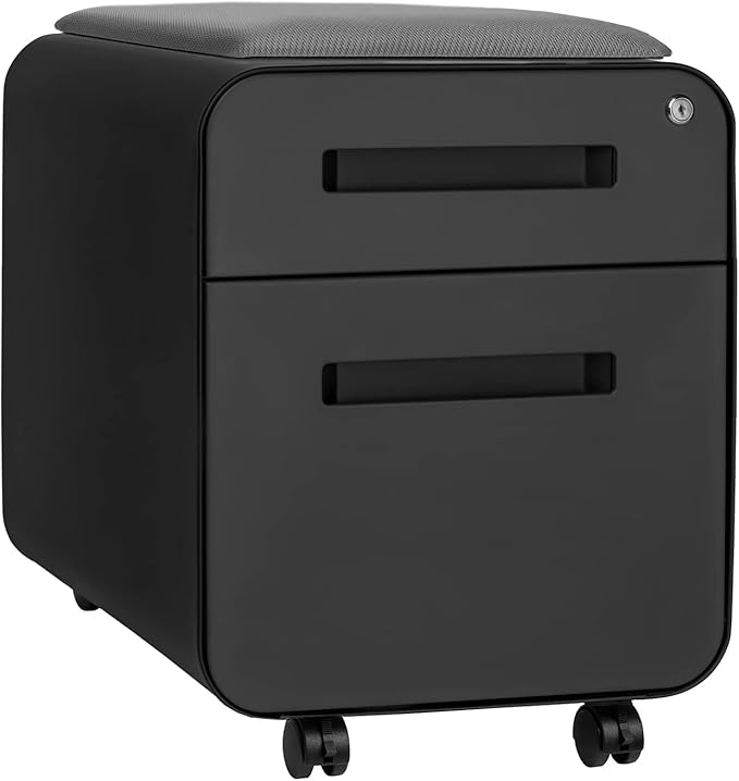 2-Drawer Seated Mobile File Cabinet with Cushion