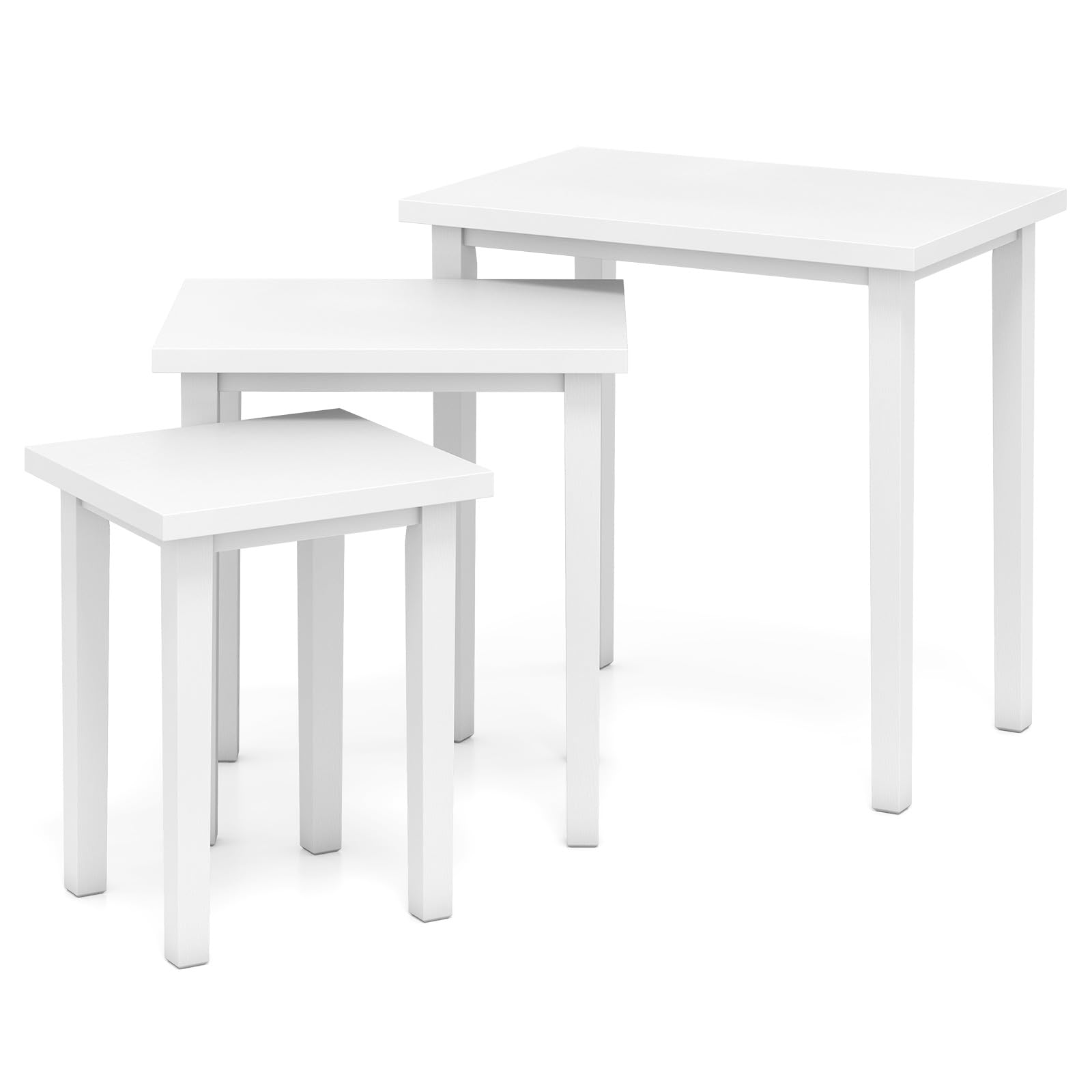 Farmhouse Nesting Side Tables – Set of 3, Wood & Rubber Legs