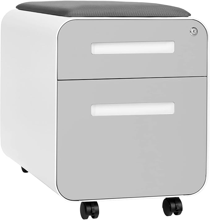 2-Drawer Seated Mobile File Cabinet with Cushion