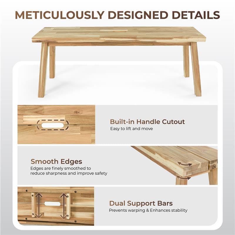 ARROWSTONE Solid Wood Bench for Entryway, Bed Bench, Dining, Plant Stand - Wooden Bench Indoor (47 inches)