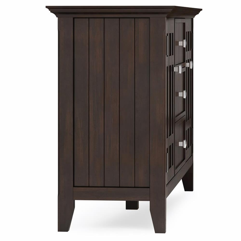 SIMPLIHOME Bedford 54" Wide Solid Wood 2-Door Buffet in Brunette Brown