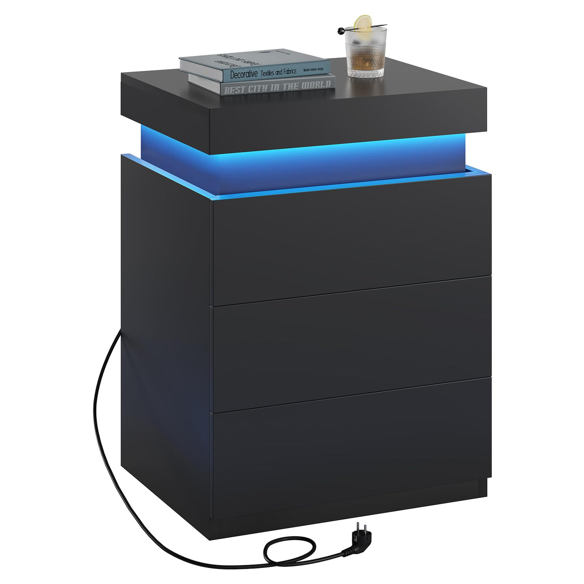 LED Nightstands with Charging Station, Set of 2