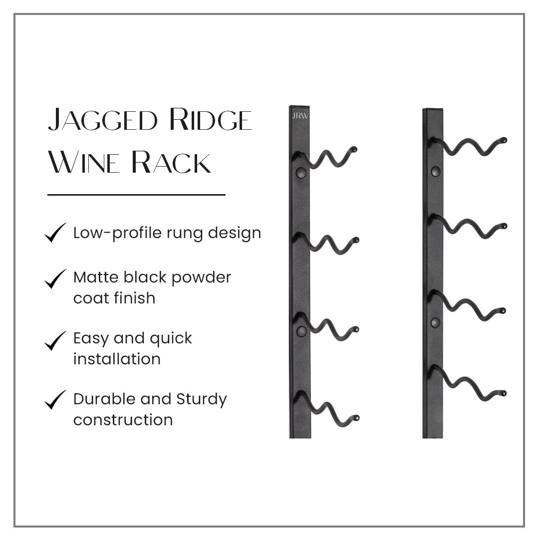 Jagged Ridge Wine Rooms - Premium Wall Mounted Metal Wine Rack - 24 Wine Bottles Holder - Modern Wine Rack, Matte Black - Space Saving for Home, Kitchen, Bar - Designed in Canada by Wine Enthusiasts