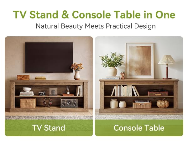 Farmhouse TV Stand with Open Shelves