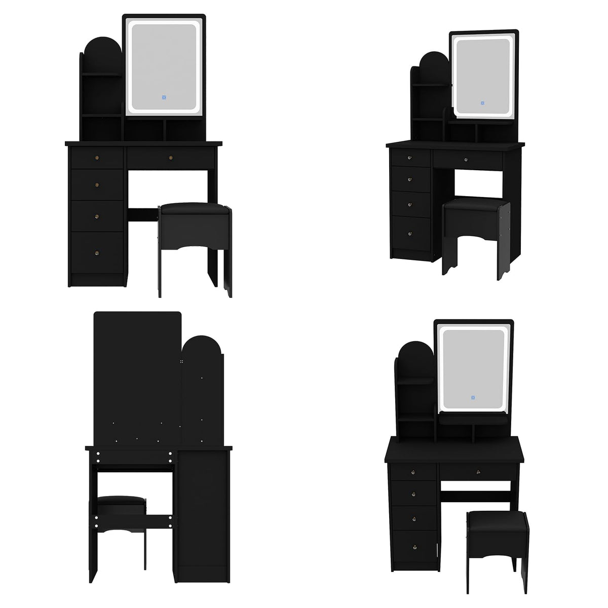 Black Lighted Makeup Vanity Set