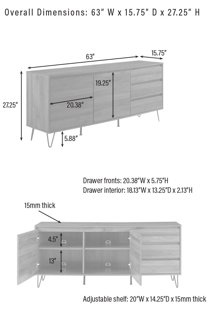 Mid-Century Record Storage Sideboard – Brown Oak