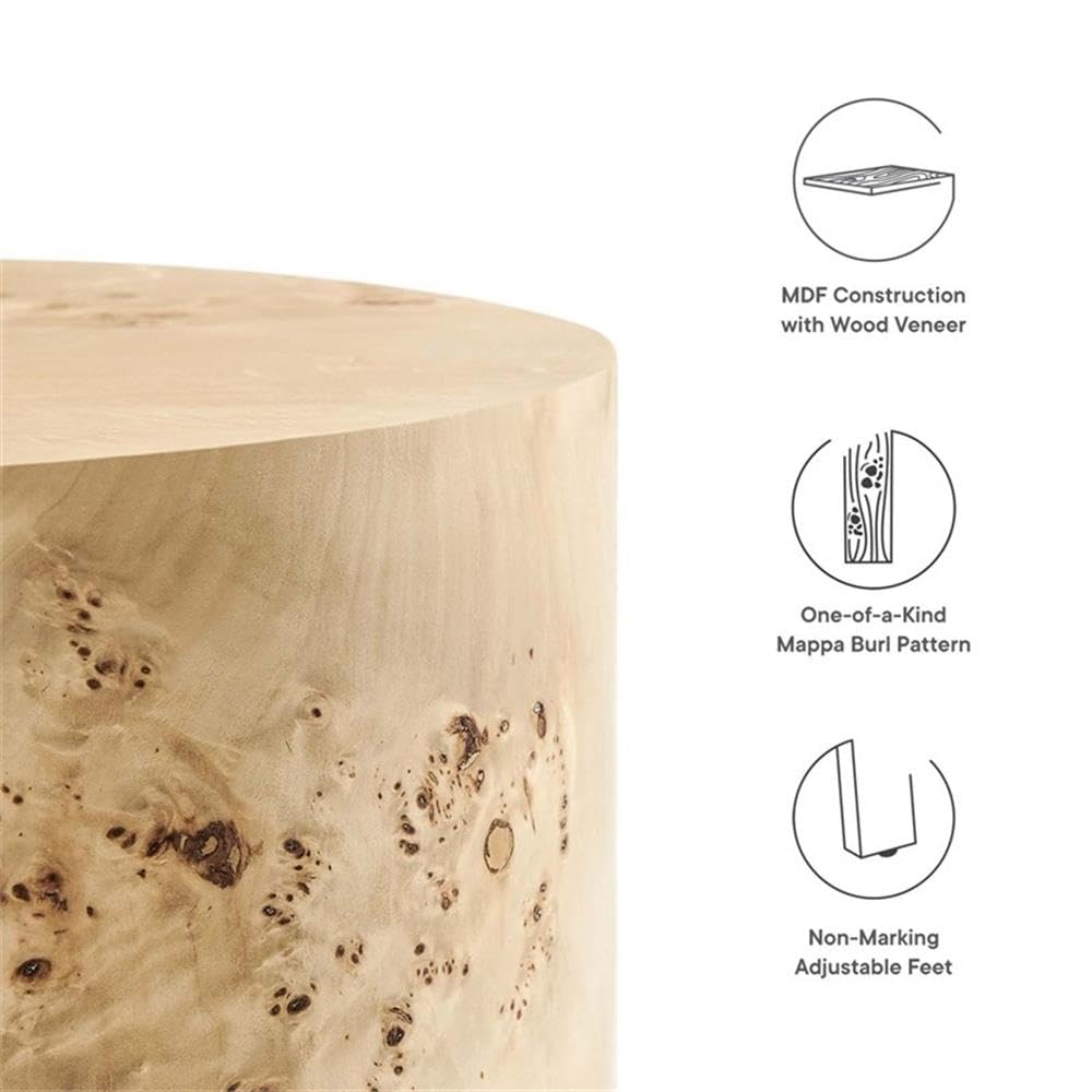 16" Round Burl Wood Side Table