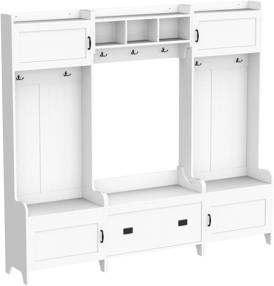 Entryway Hall Tree with Bench and Shoe Storage