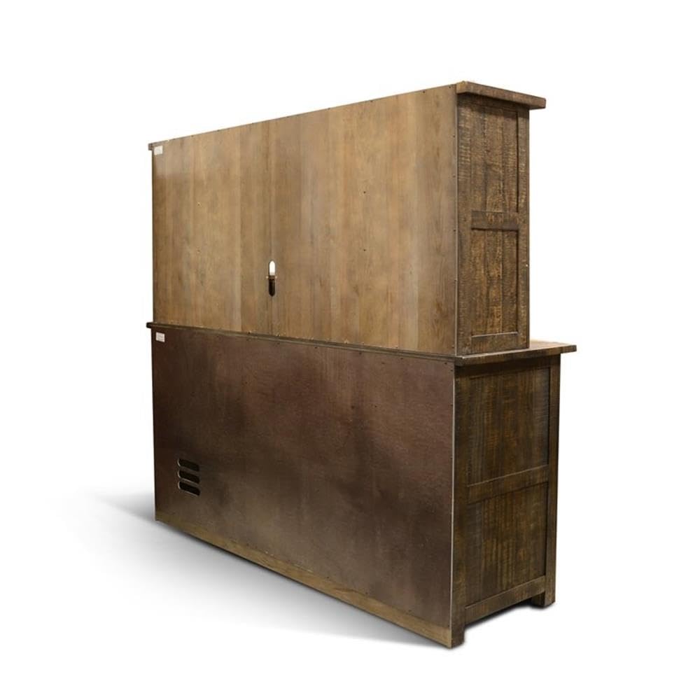 Transitional Wood Hutch, Buffet & Bar Unit 2-Piece Set