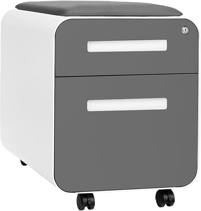 2-Drawer Seated Mobile File Cabinet with Cushion