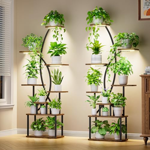 8-Tier Indoor Plant Stand with Grow Lights, 2-Pack