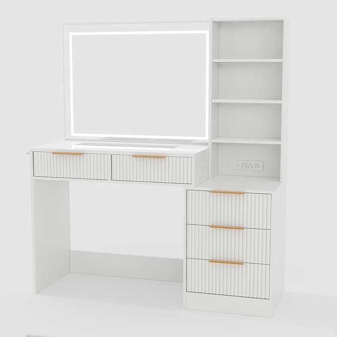 LED Mirror Makeup Vanity with Charging Station