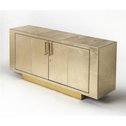 Gold Leather Buffet Sideboard with Adjustable Shelves
