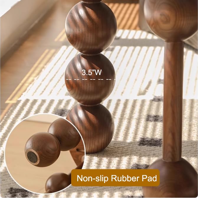 NICOKI Walnut Round Side Table, Solid Wood Creative Sofa Side Bedside Table with Funny Wood Globe Legs, Modern Minimalist Small Round Coffee End Table, Easy Assembly, 20 x 18 Inches
