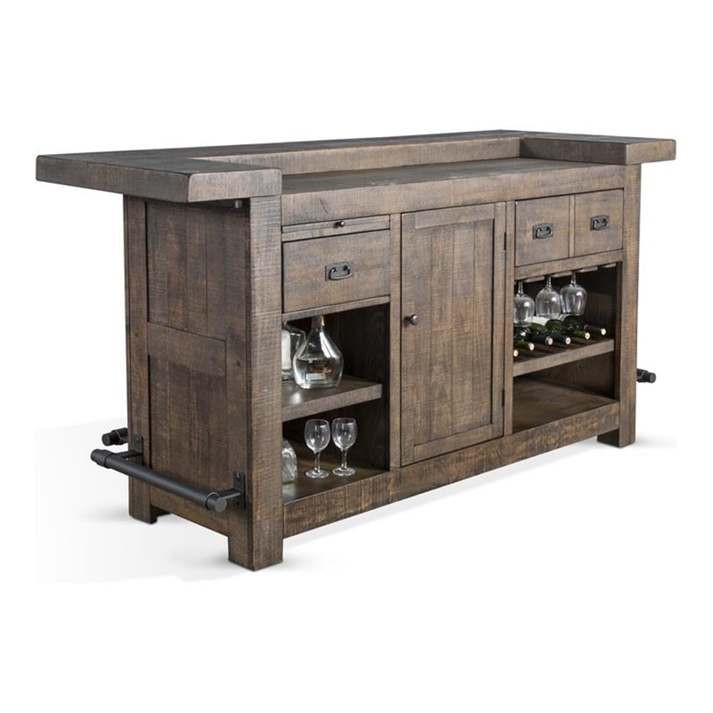 Transitional Wood Hutch, Buffet & Bar Unit 2-Piece Set