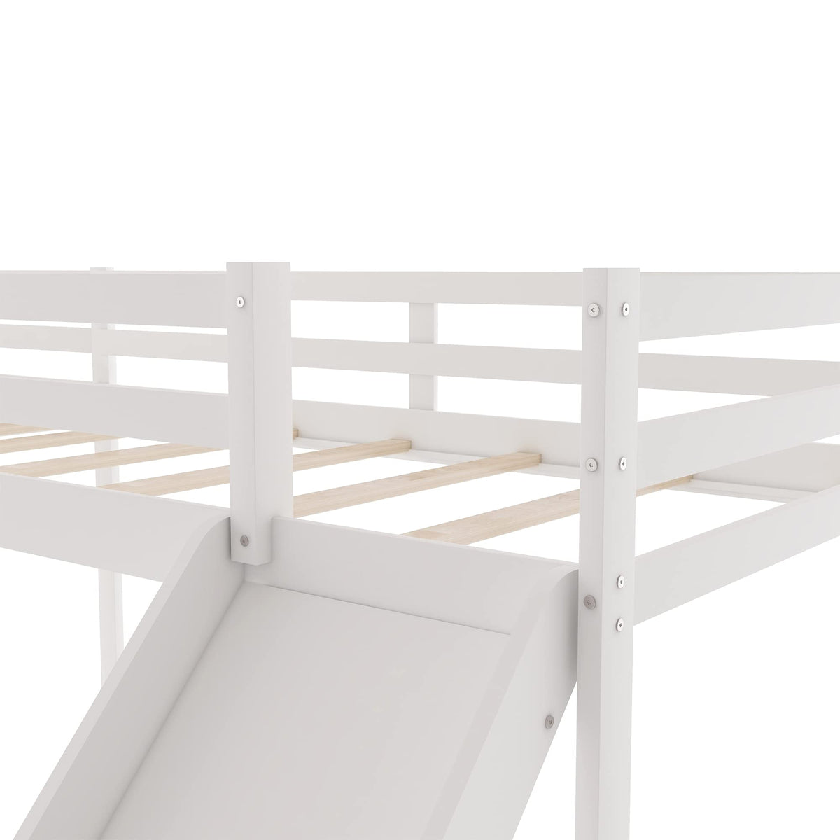 Twin L-Shaped Loft Bed with Slide