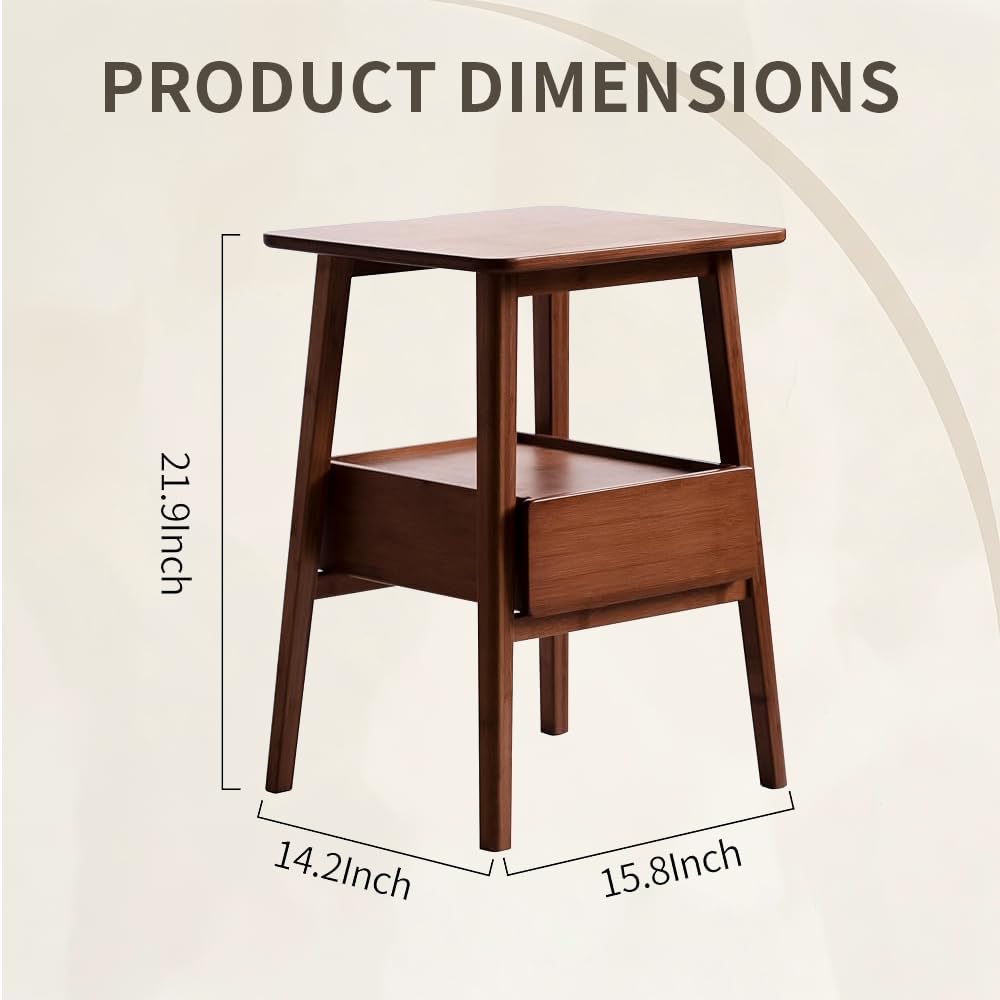 Bamboo Nightstand with Drawer