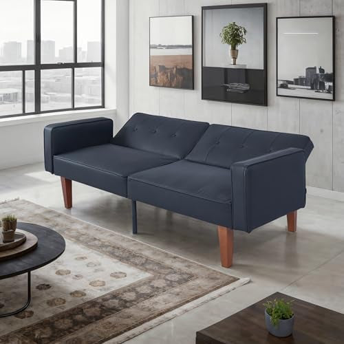 Topcomfy Convertible Futon Sofa Bed, Tufted Upholstered Loveseat Couch