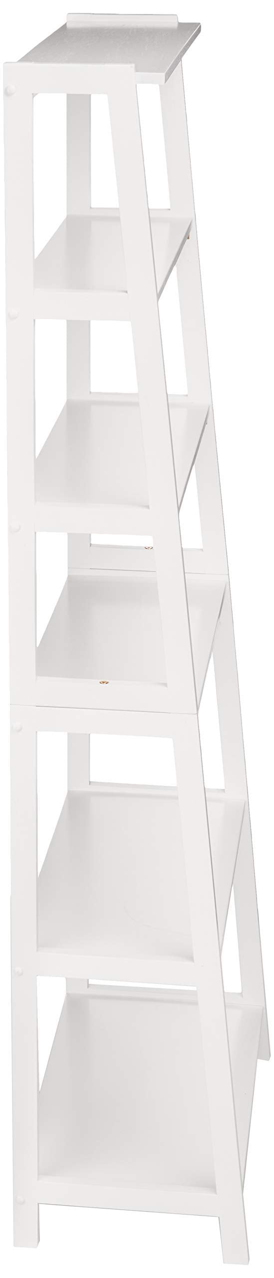 5-Tier Ladder Bookshelf, Rubberwood, White