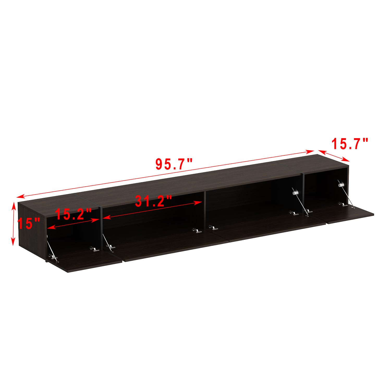 95.7" Wide TV Stand with Flip-Down Drawers
