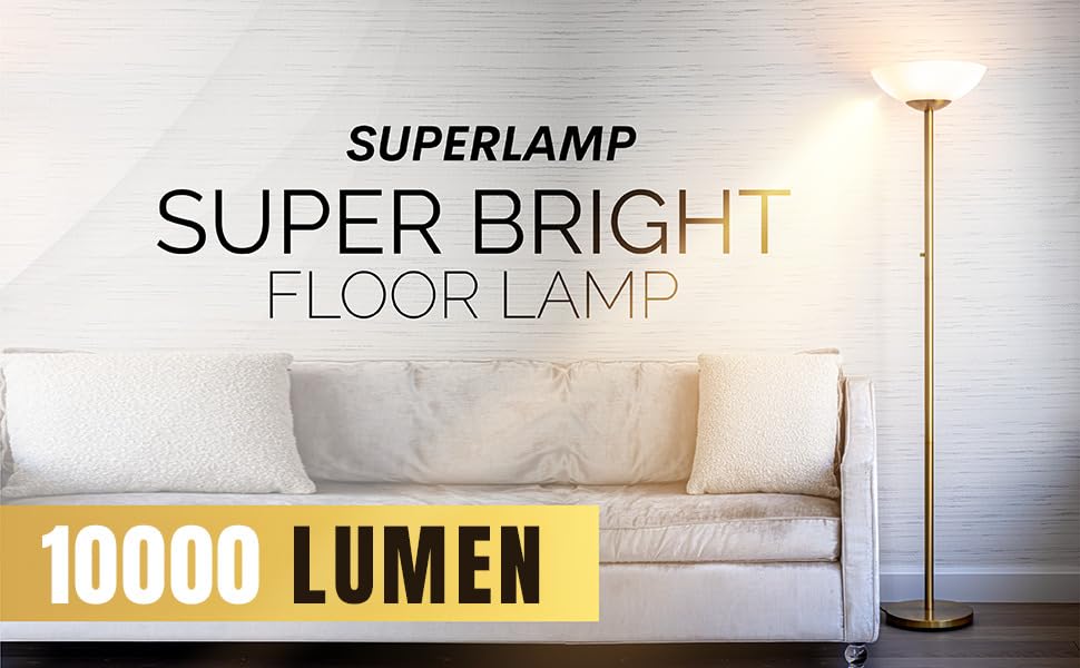 LED Floor Lamp 10000 Lumen Dimmable with Acrylic Shade