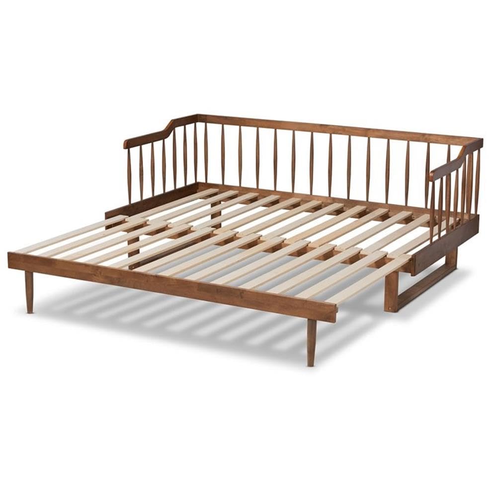 Baxton Studio Muriel Walnut Wood Expandable Twin to King Size Spindle Daybed