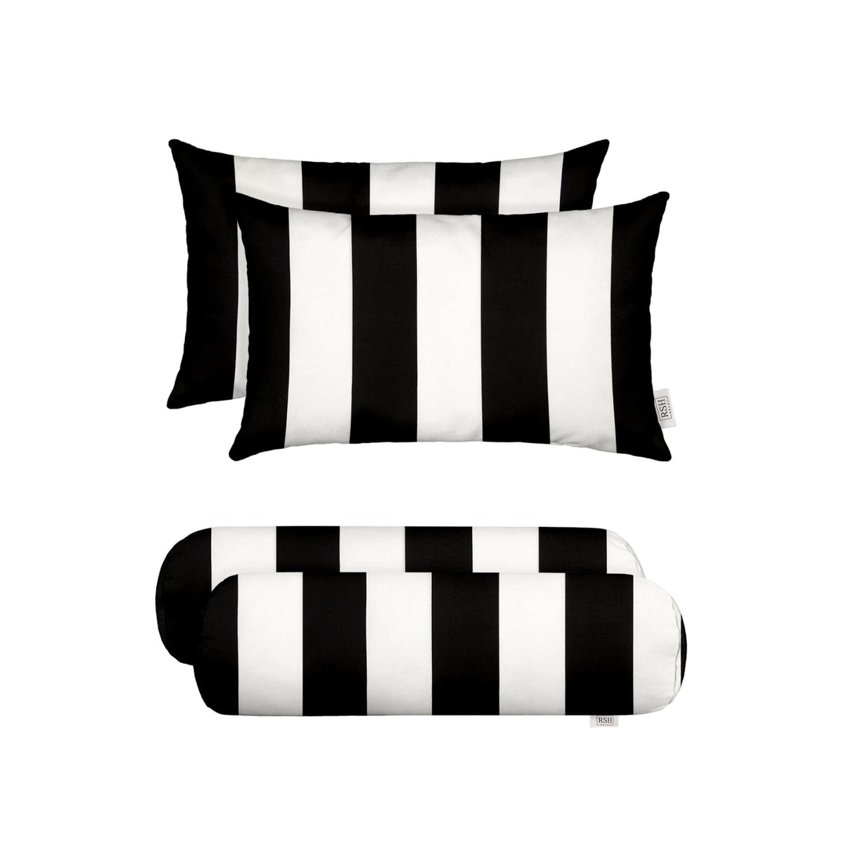 Black and White Striped Outdoor Pillow Set