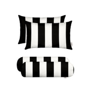 Black and White Striped Outdoor Pillow Set